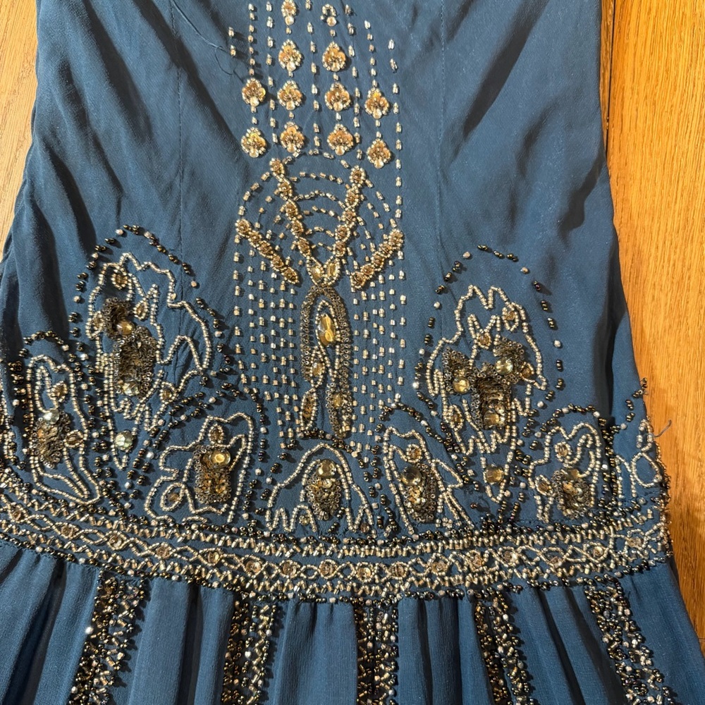 Vintage Y2K 100% Silk Beaded Dress Vintage Beaded Dress Silk Sue Wong Dress - Picture 14 of 16